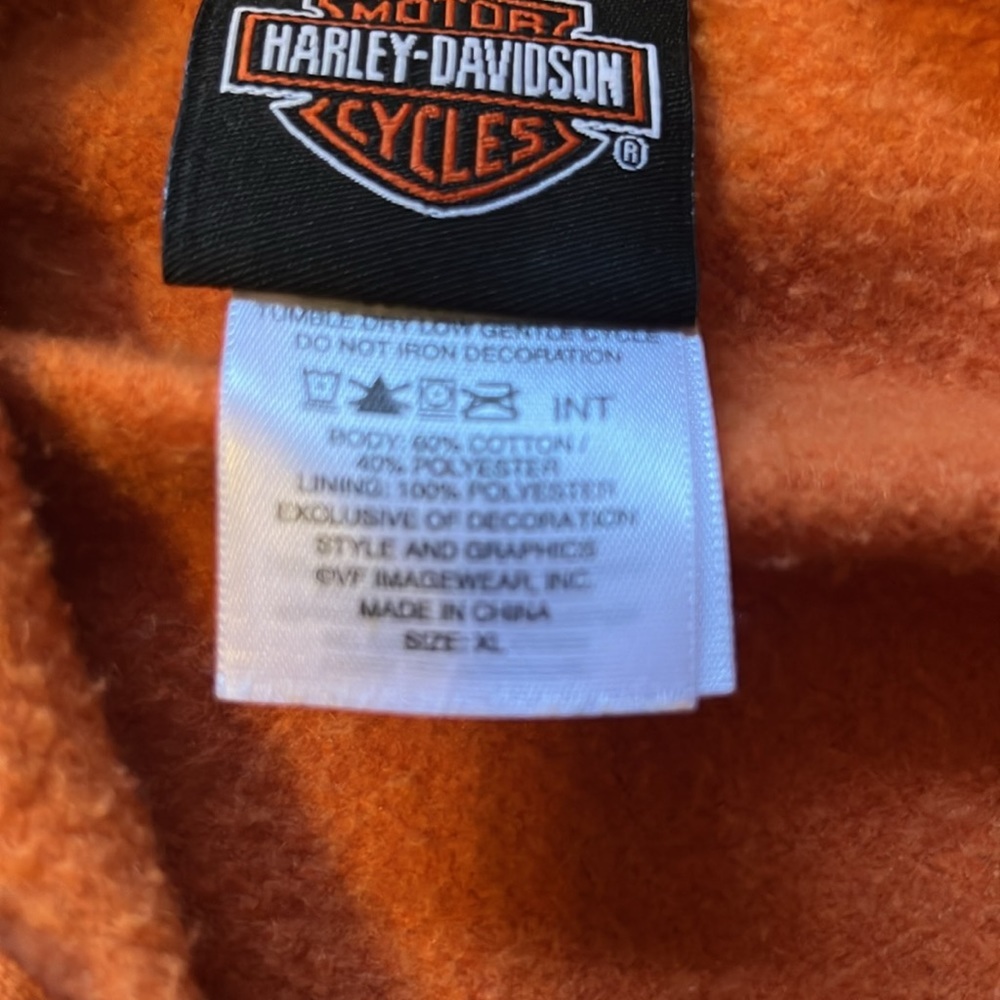 Harley Davidson Full Zip Hoodie Women’s XL Orange - Picture 5 of 6